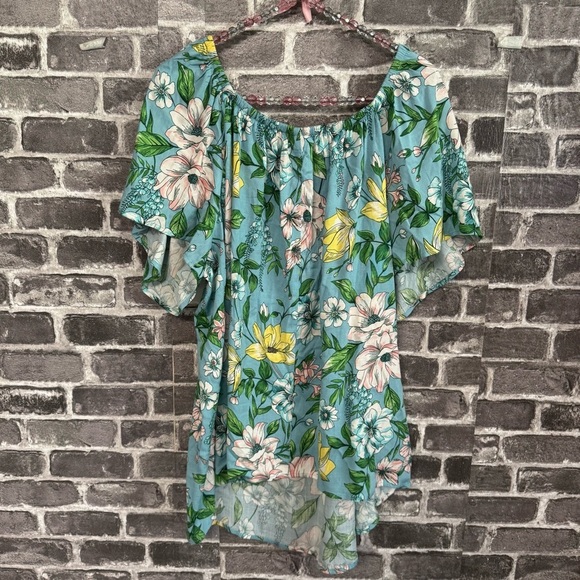 NWT Torrid Flutter Short Sleeve Blouse blue floral shirt top - Picture 11 of 11